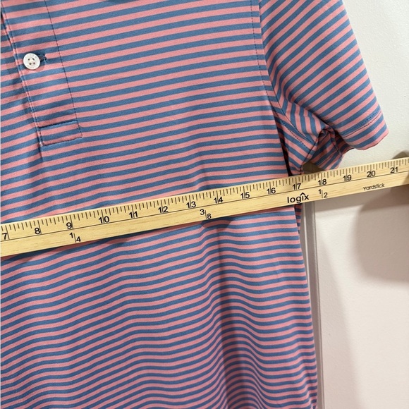 J.Crew Factory Striped Performance Polo Shirt Size S Coral Mist Serene Sky NWT - Picture 10 of 11